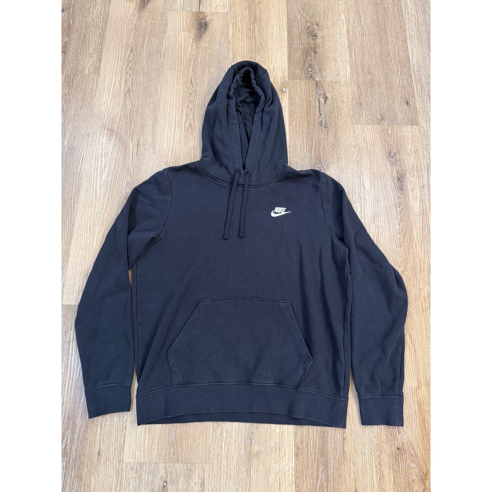 Nike Hoodie Mens Medium Black Sportswear Club Fleece Logo Sporty Gorpcore